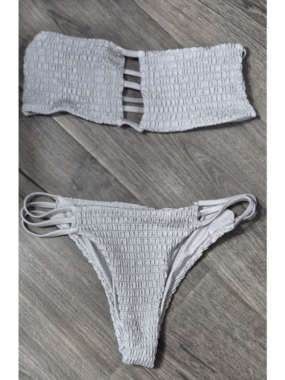 Zaful Women’s 2-Piece Silver Bandeau Strappy  Bikini Set Women's Size 4 / Small